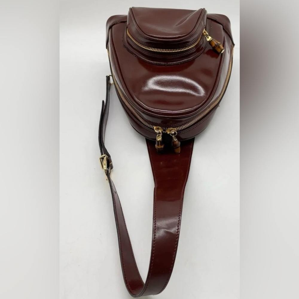 Gucci Burgundy Leather sling backpack Crossbody Bag